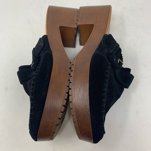 Zodiac Raine Black Suede Leather Moc Toe Platform Chunky Mules Clogs Size 10 Y2K - Picture 5 of 10